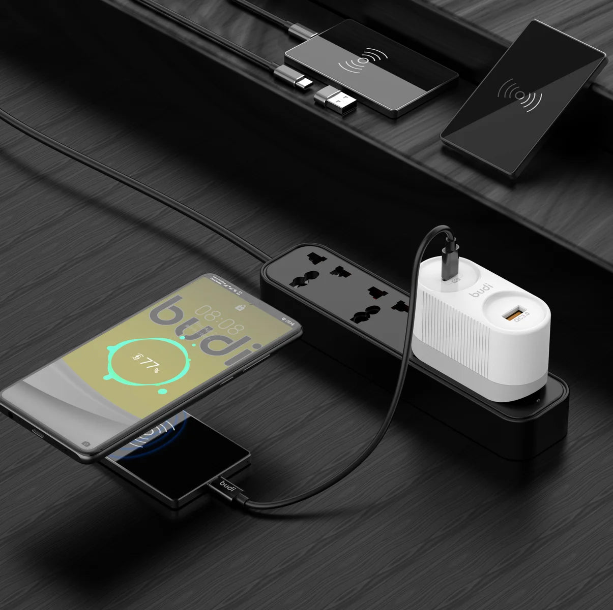 Budi Wireless Mini Charger, 15 Fast Wireless Charging Pad, Qi Certified Charging Pad, Wireless Charging Pad