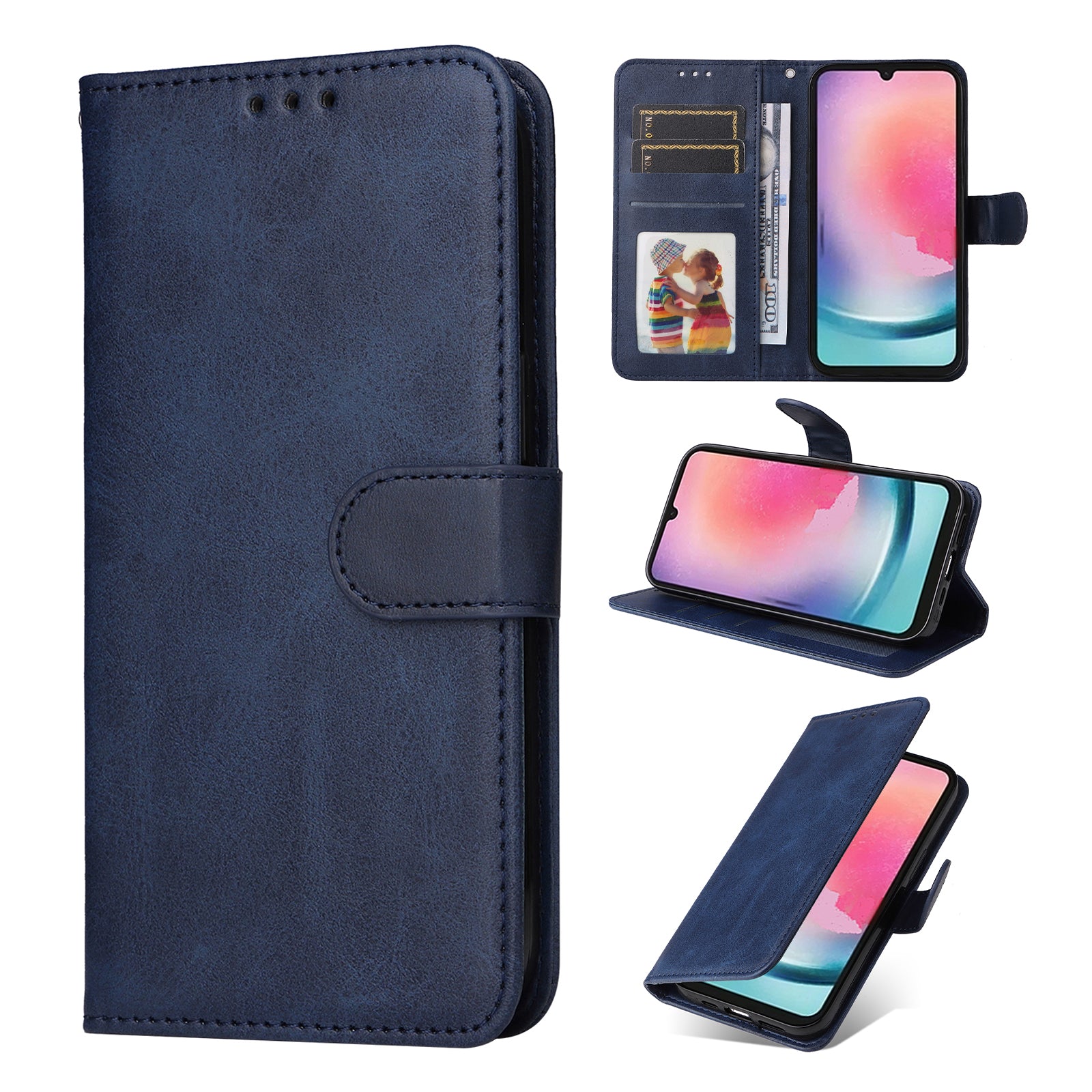 PhoneBits Faux Leather Wallet Flip Case with Card Holder for iPhone, Protective Shockproof iPhone Case with Stand, iPhone Wallet Case, Mobile Phone Card Holder Case, Back Case Cover Compatible with iPhone 16 Series