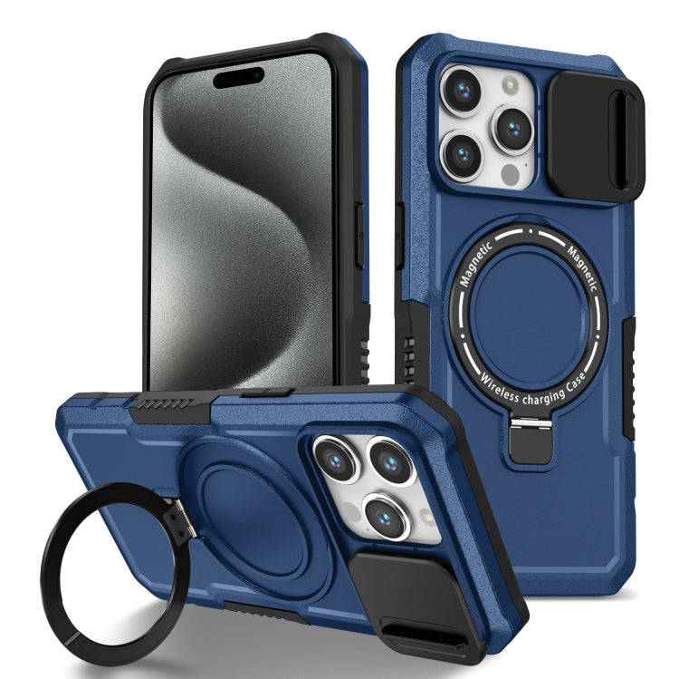 PhoneBits Ultra-Protective MagSafe Case with Holder & Camera Slide Cover for iPhone, Shockproof iPhone Case Compatible with MagSafe Chargers, Magnetic Wireless Charging Mobile Ring Phone Case with Stand, Back iPhone Holder Case Cover