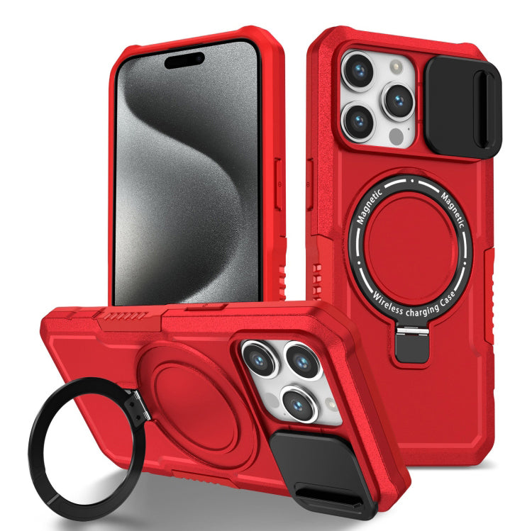 PhoneBits Ultra-Protective MagSafe Case with Holder & Camera Slide Cover for iPhone, Shockproof iPhone Case Compatible with MagSafe Chargers, Magnetic Wireless Charging Mobile Ring Phone Case with Stand, Back iPhone Holder Case Cover