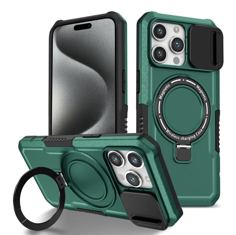 PhoneBits Ultra-Protective MagSafe Case with Holder & Camera Slide Cover for iPhone, Shockproof iPhone Case Compatible with MagSafe Chargers, Magnetic Wireless Charging Mobile Ring Phone Case with Stand, Back iPhone Holder Case Cover