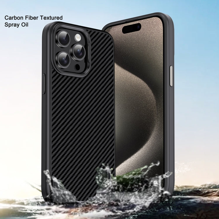 Carbon Fiber Textured Oil Spray PC + TPU Phone Case For iPhone