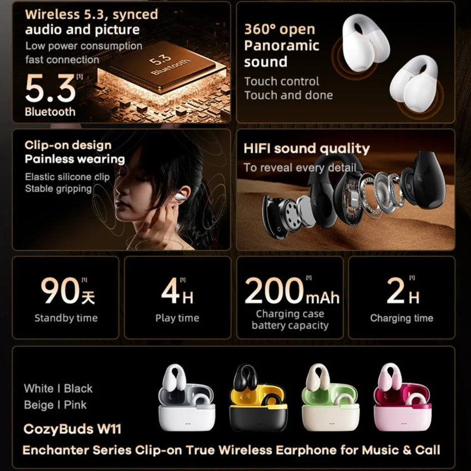 Remax Wireless Bluetooth HD Audio Open-Ear Clip-On Earbuds with Built-In Mic