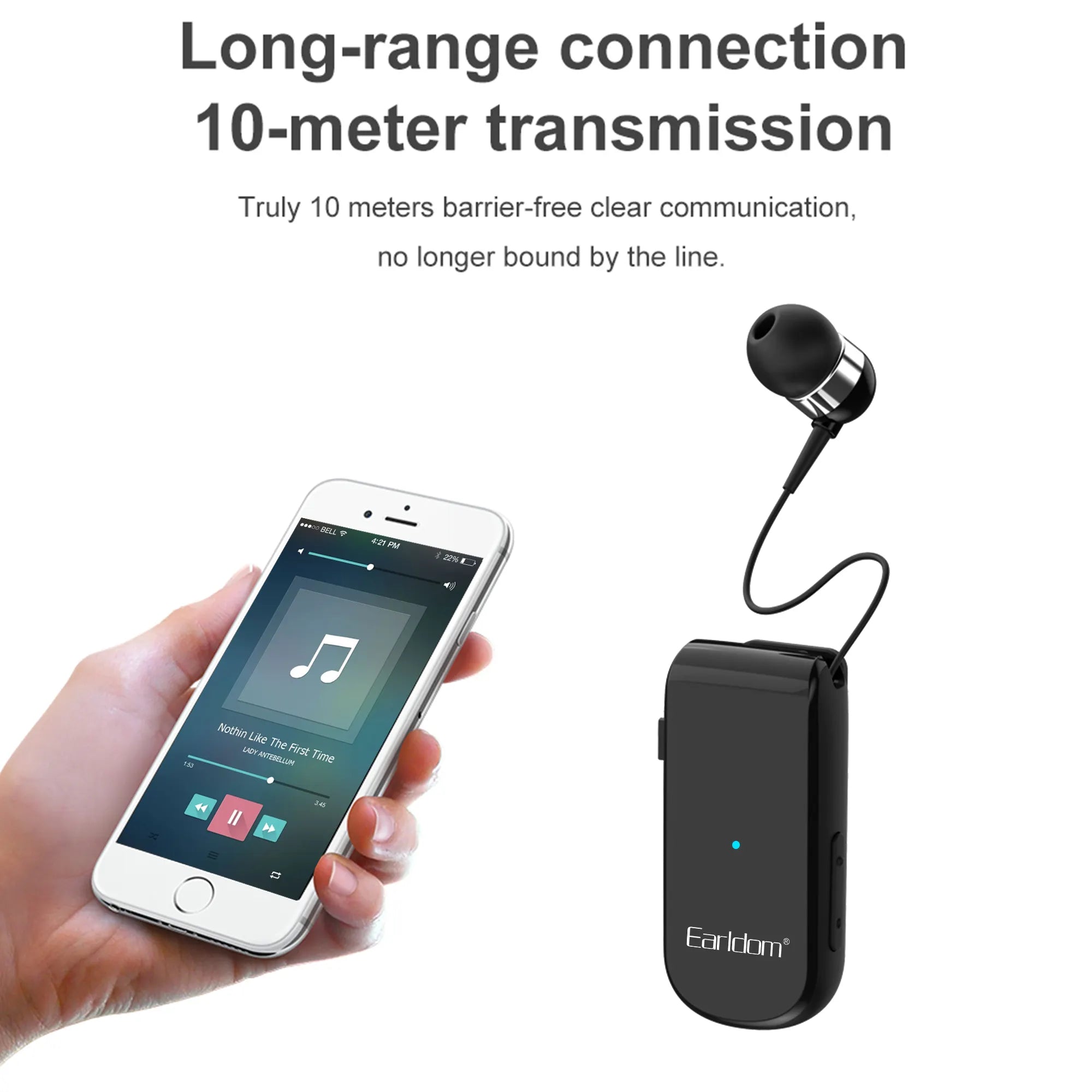 Earldom Clip-on Wireless Headset, Wireless Ear Clip Bluetooth Headset, Single Earhook