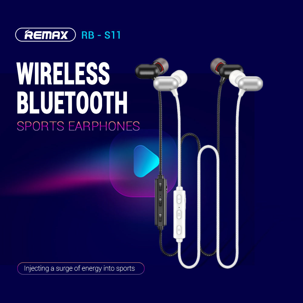 Remax Wireless Sports Earphones, Neckband Handsfree with Mic, Wireless Bluetooth Earphones, U Shaped Earphones