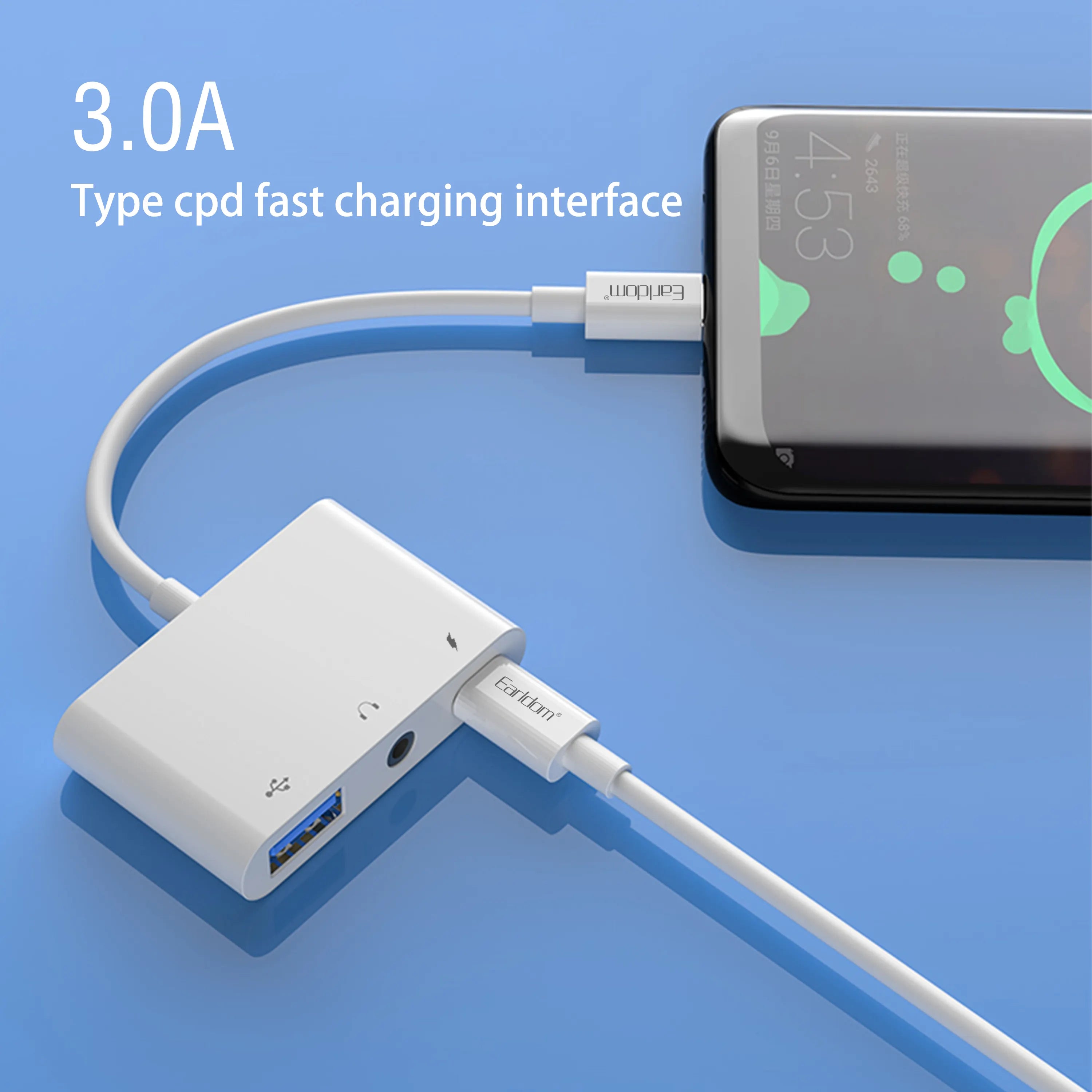 3 in 1 Type C Adapter, USB C to 3.5mm Headphone Adapter Dongle, 3 in 1 Type C Splitter