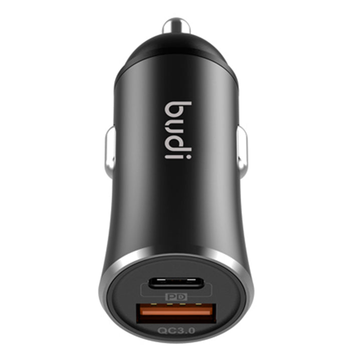 Budi Dual USB Car Charger, QC 3.0 USB-A & PD USB-C Ports In Car Charger Socket, Fast Charging Car Phone Charger, Power Car Charger Adapter for Cigarette Lighter Socket