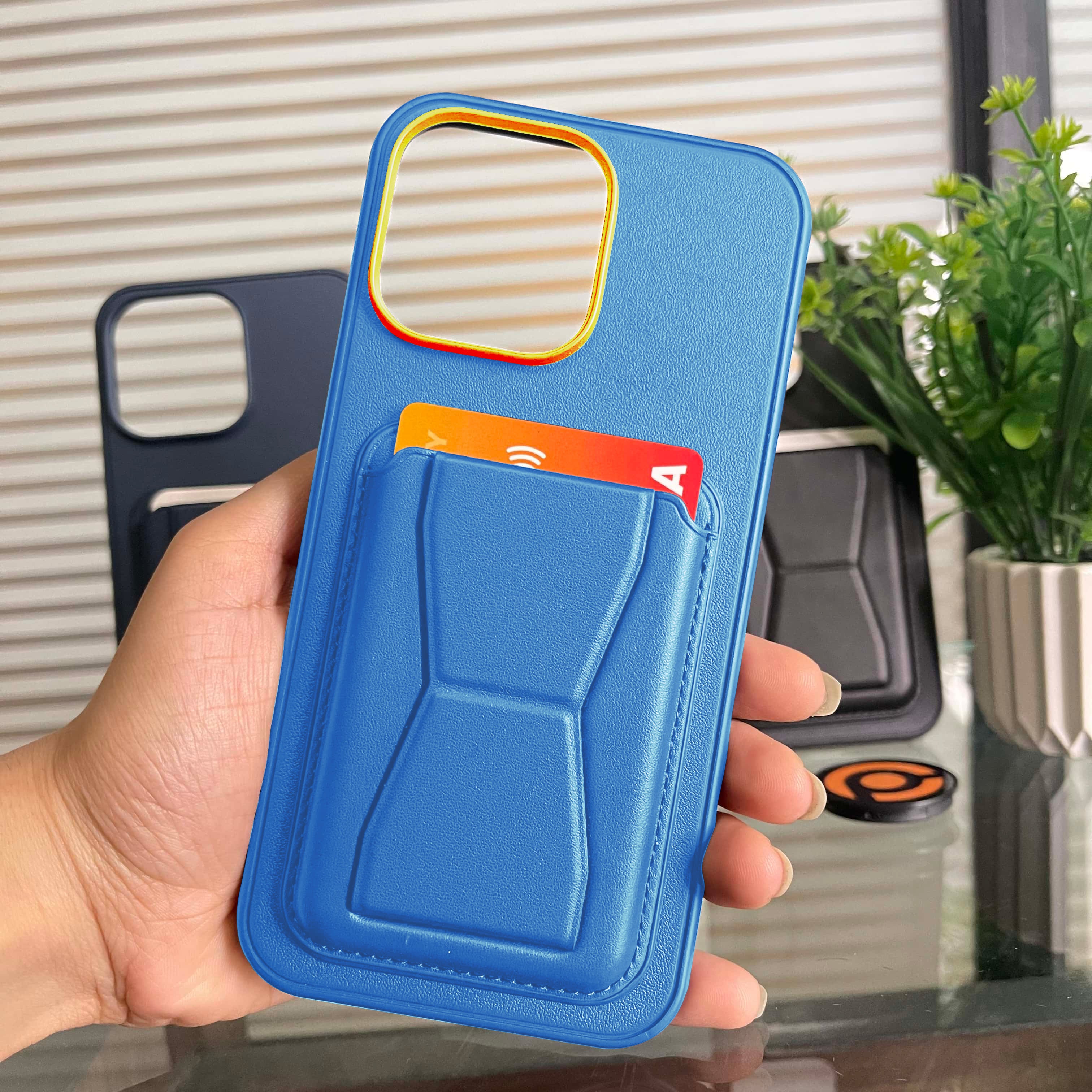 PhoneBits Slim Leather & Silicone Wallet iPhone Case with Card Holder and Fold Out Stand, Protective Shockproof Phone Holder Case Compatible with iPhone, Mobile Wallet Phone Case for iPhone with Stand, Back iPhone Wallet Case Cover