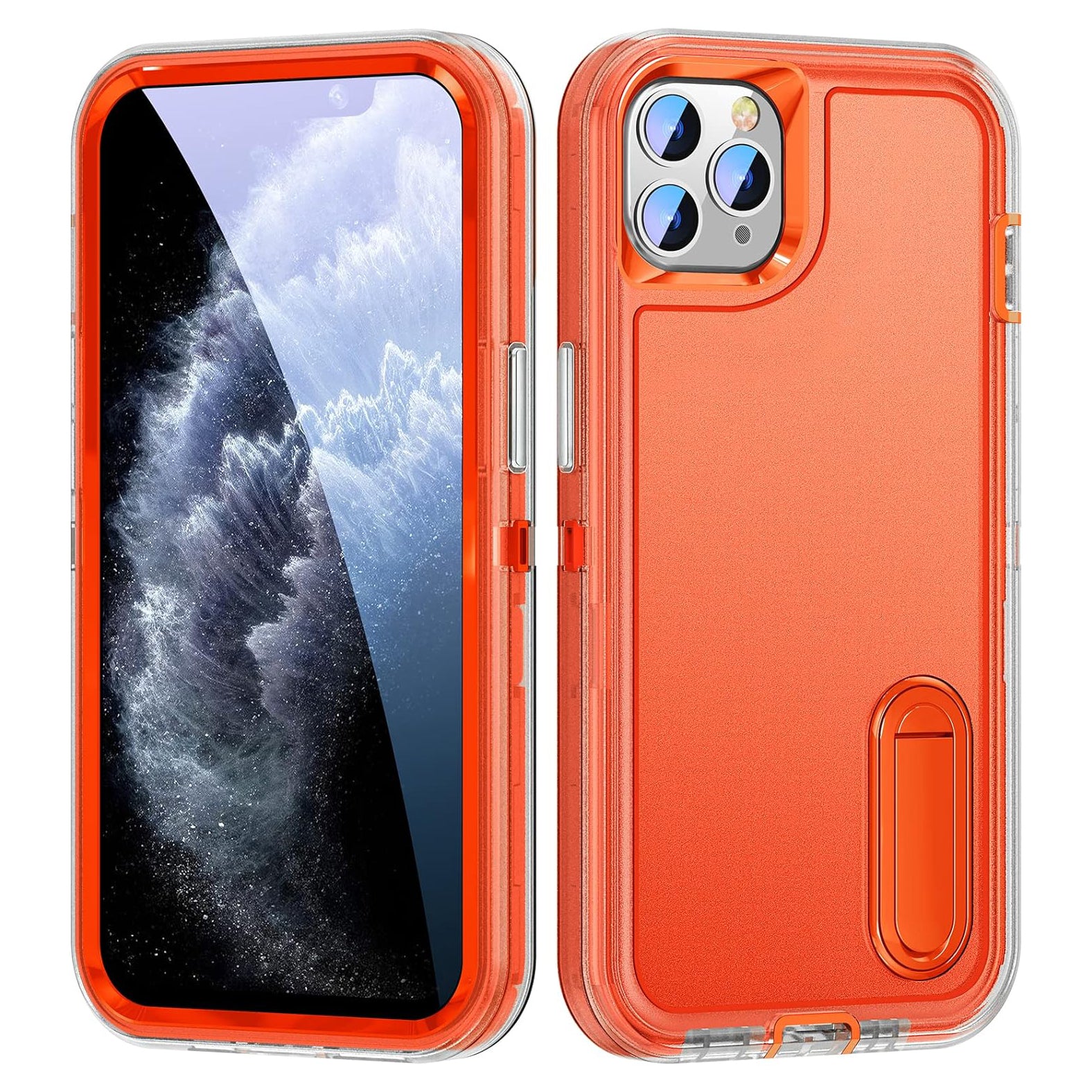 PhoneBits Ultra-Protective iPhone Case with Stand & Chromed Camera Edge, Shockproof Phone Holder Case Compatible with iPhone, Mobile Phone Case with Holder, Back iPhone Holder Case Cover