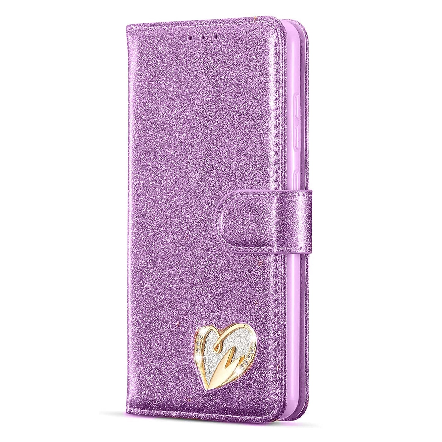 PhoneBits Shiny Leather Glitter Wallet Flip Case with Card Holder for iPhone, Protective Shockproof iPhone Case with Stand, iPhone Wallet Case, Mobile Phone Card Holder Case, Back Case Cover Compatible with iPhone 16 Series