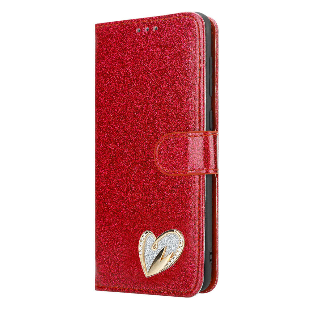 PhoneBits Shiny Leather Glitter Wallet Flip Case with Card Holder for