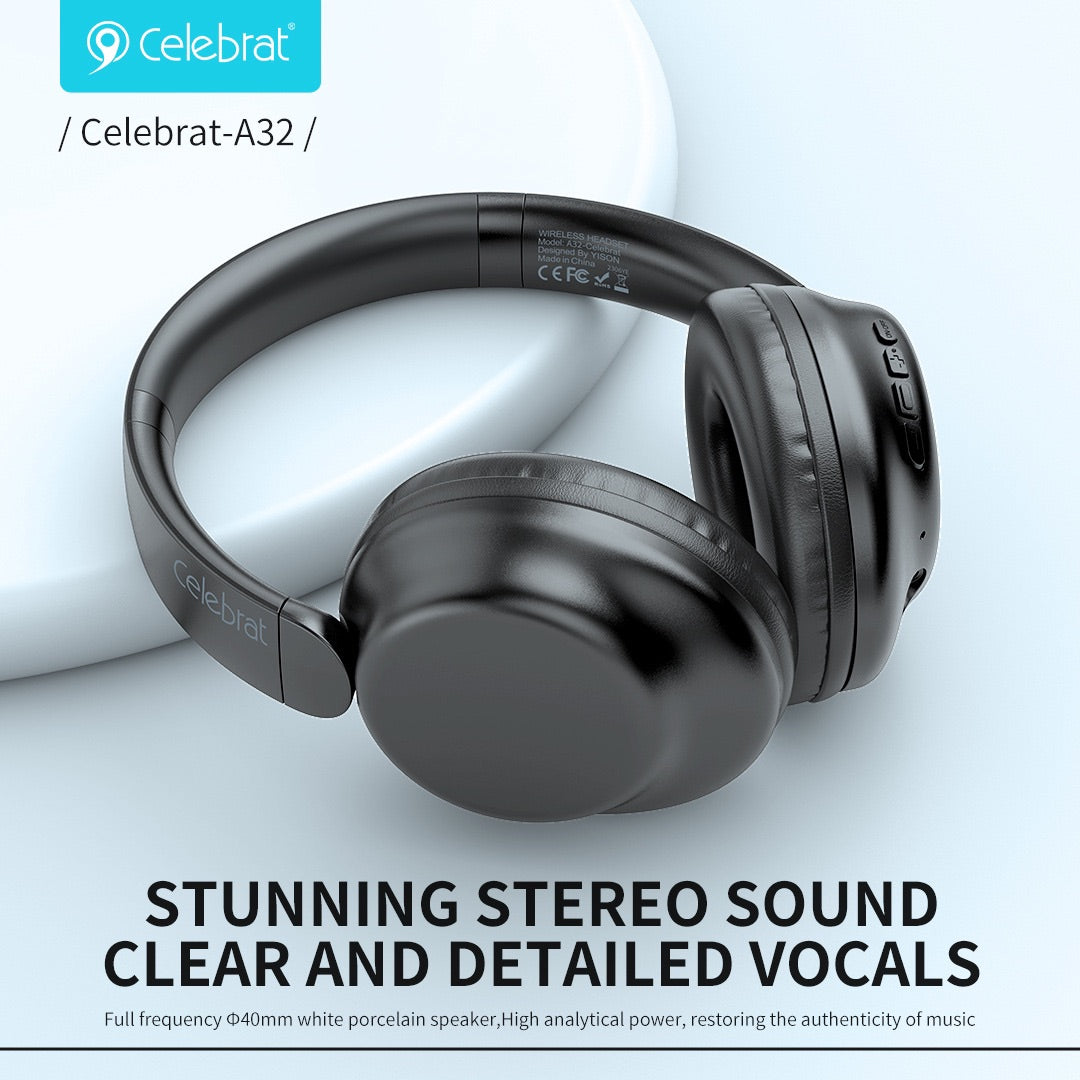 PhoneBits Smart High-Quality Wireless Bluetooth Heavy-Bass Foldable Over-Ear Headset