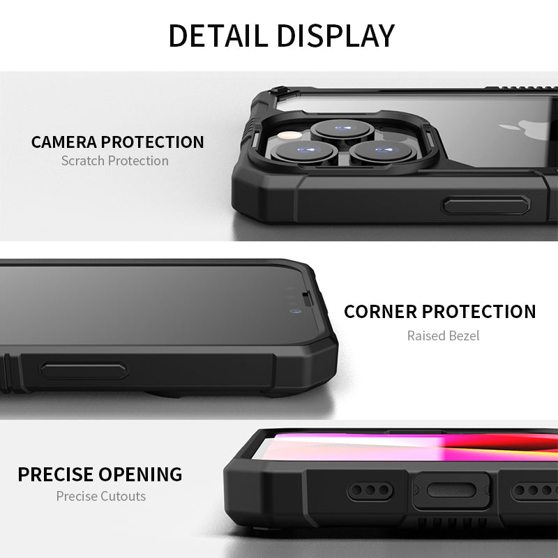 PhoneBits Ultra-Protective Transparent Magnetic Case with Chromed Camera Edge for iPhone, Clear Shockproof iPhone Case Compatible with Wireless Chargers, Magnetic Mobile Phone Case, Back Case Cover