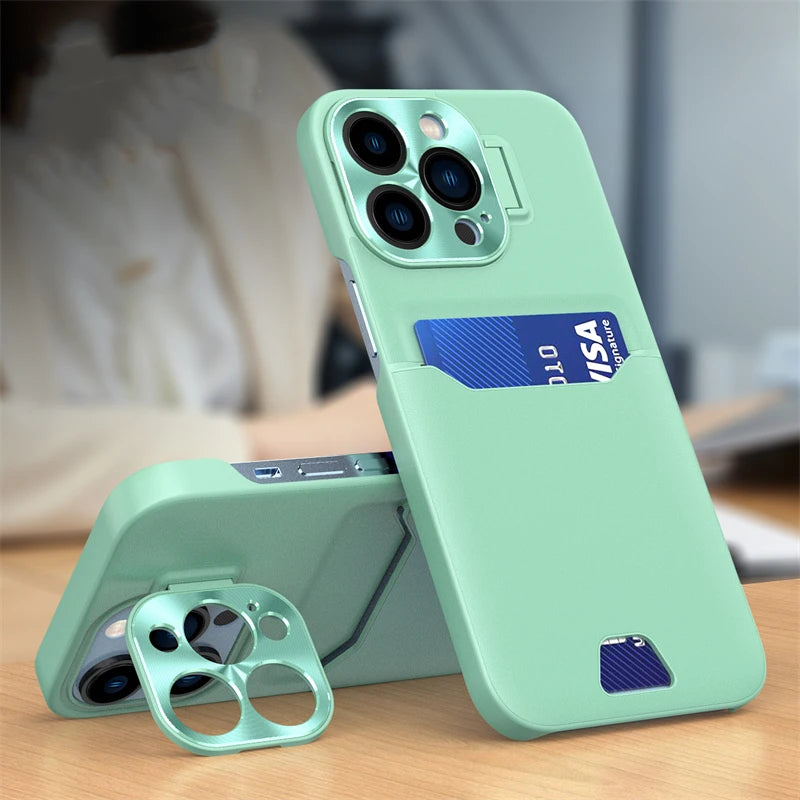 PhoneBits Ultra Protective Leather Wallet Case for iPhone with Card Holder & Kickstand Camera Lens Protector, Shockproof iPhone Case, Mobile Phone Wallet Back Case Cover Compatible with iPhone