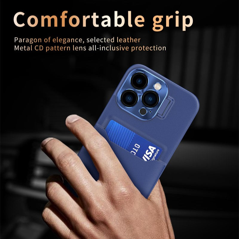 PhoneBits Ultra Protective Leather Wallet Case for iPhone with Card Holder & Kickstand Camera Lens Protector, Shockproof iPhone Case, Mobile Phone Wallet Back Case Cover Compatible with iPhone
