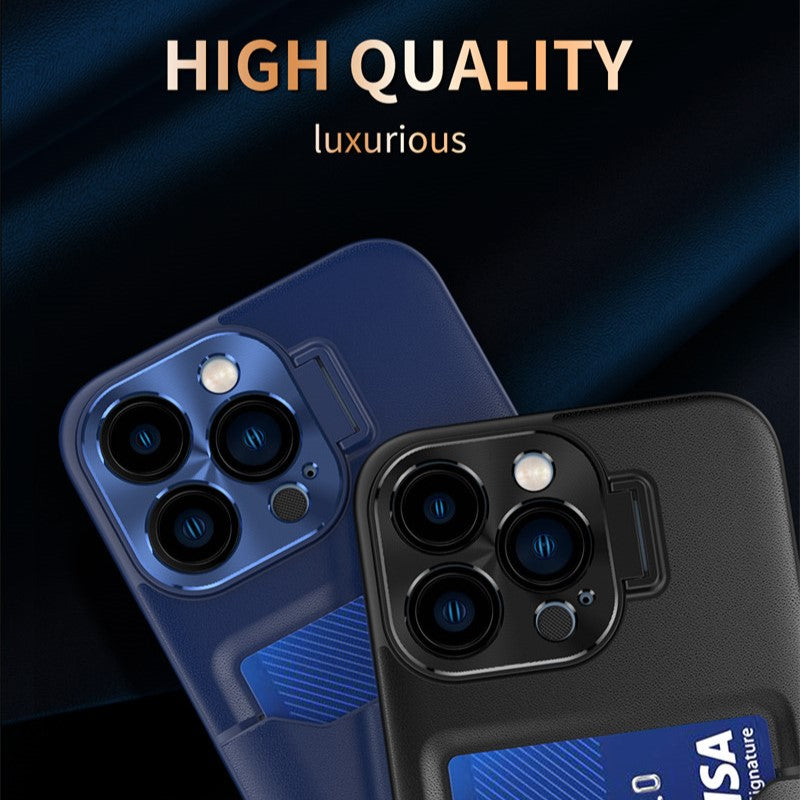PhoneBits Ultra Protective Leather Wallet Case for iPhone with Card Holder & Kickstand Camera Lens Protector, Shockproof iPhone Case, Mobile Phone Wallet Back Case Cover Compatible with iPhone