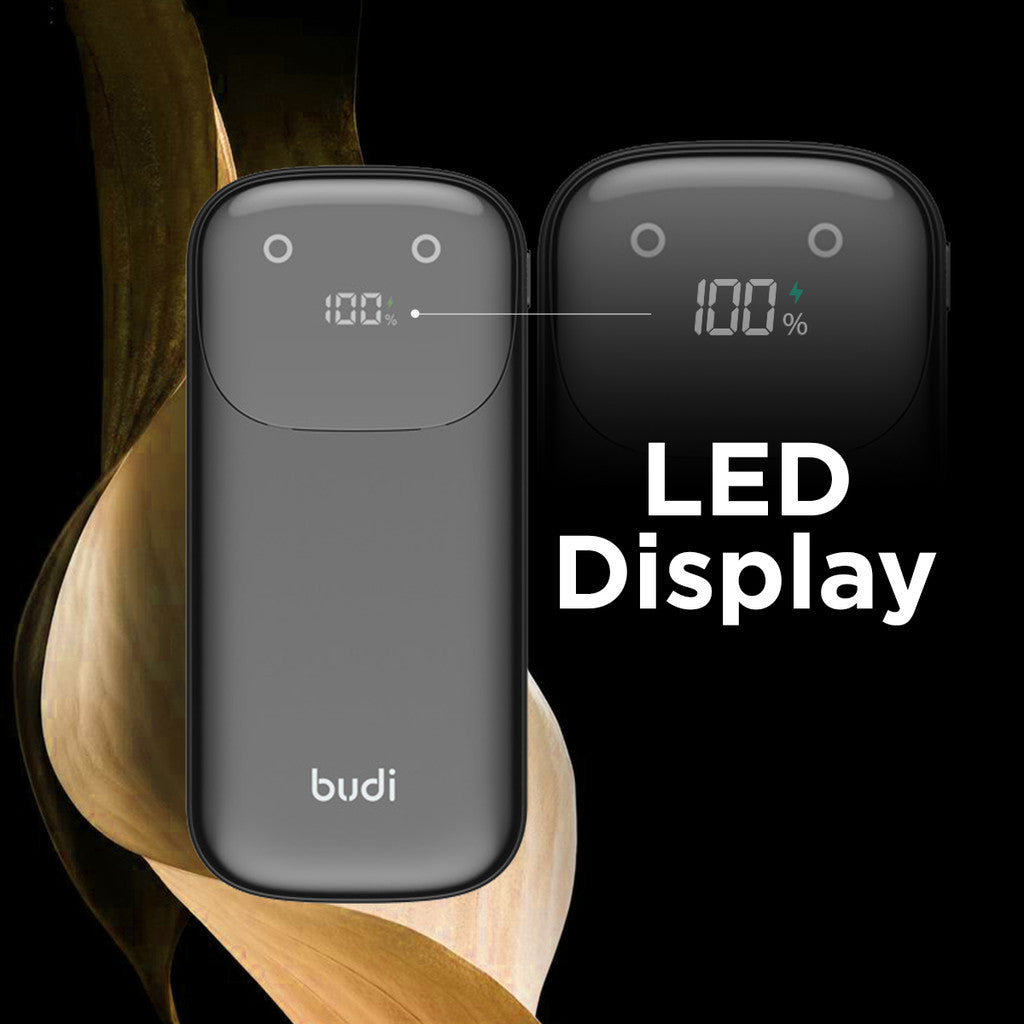 Budi Portable Power Bank 10000mAh/ 20000mAh, Portable Charger Power Bank with 3 Built-in Cables (PD Type-C, Lightning, USB), PD Fast Charging Power Bank with USB/Dual Type-C Ports & LED Power Display for Smartphone/ iPhone
