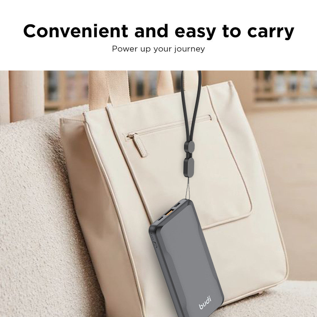 Budi Portable Power Bank 10000mAh, Portable Charger Power Bank with 3 USB Ports( Type-C, Micro, Lightning), Fast Charging USB Power Bank with Key & LED Power Indicator for iPhone/Smartphone