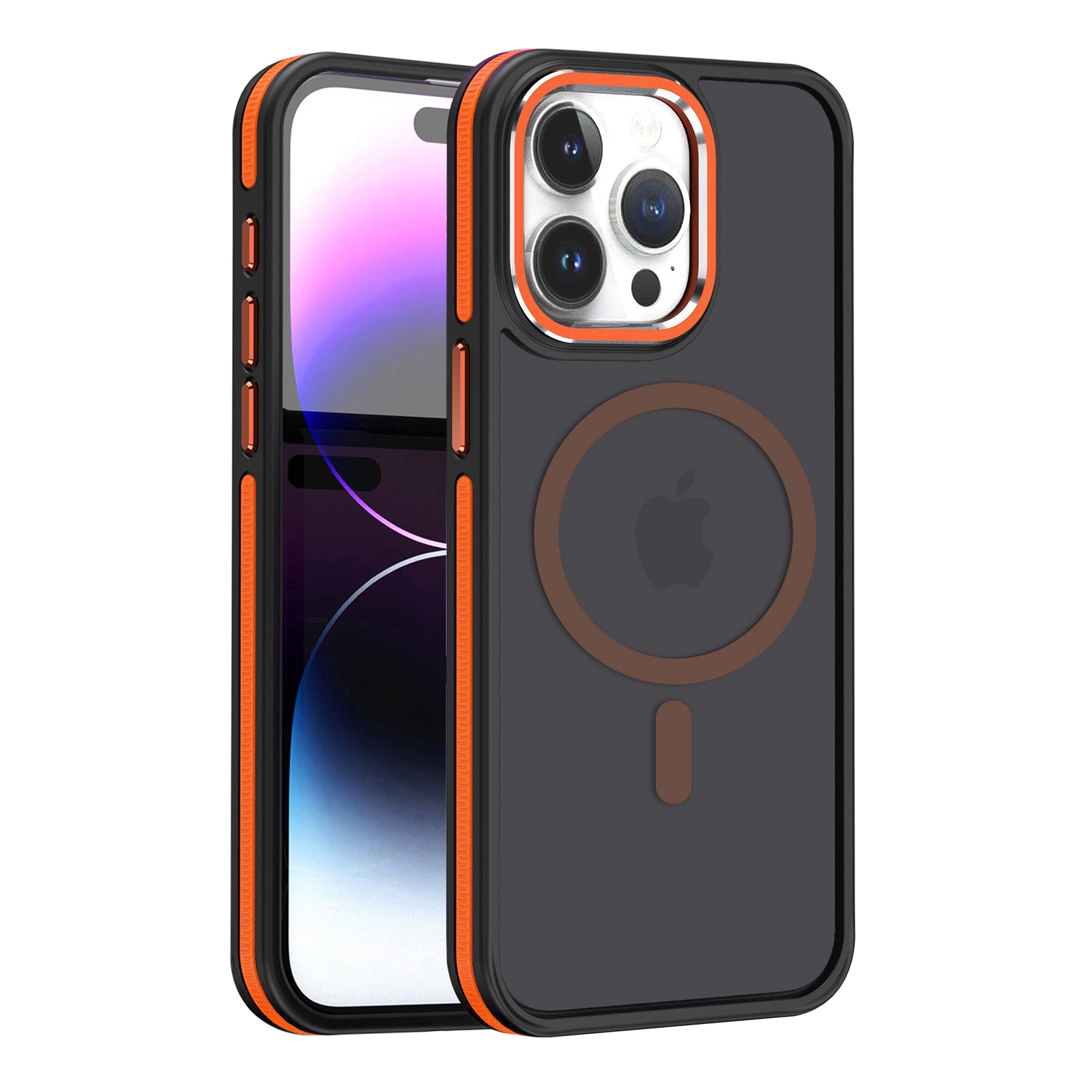 PhoneBits Slim Translucent Matte MagSafe Case with Metal Lens Frame and Buttons for iPhone, Shockproof iPhone Case Compatible with MagSafe Chargers, Protective Magnetic Wireless Charging Mobile Phone Back Case Cover