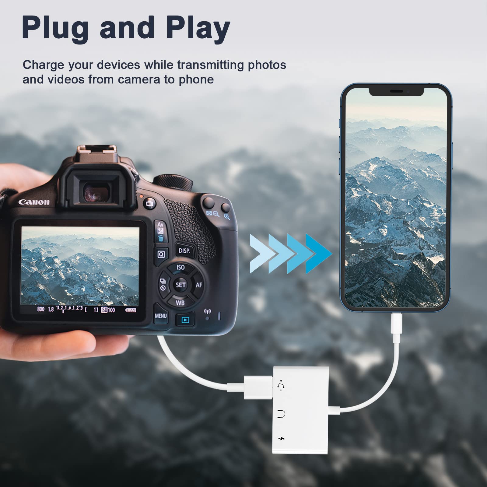 Earldom 3 in 1 Type C Adapter, USB C to 3.5mm Headphone Adapter Dongle, 3 in 1 Type C Splitter, USB C Headphone Adapter with Fast Charging Port and 3.5 mm Headphone Jack