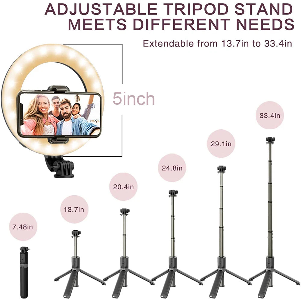 PhoneBits Selfie Ring Light with Tripod Stand, Selfie Ring Light with Phone Holder