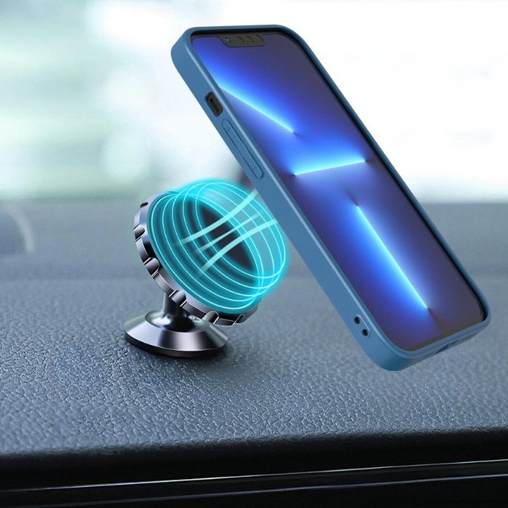 PhoneBits Leather Magnetic iPhone Case with Holder & Camera Protection, Protective Shockproof iPhone Holder Case Compatible with Magnetic Car Mount, Mobile Phone Holder Case, Back Phone Case Cover with Stand