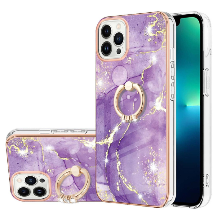 iPhone 15 Pro Max TPU Marble Design Ring Case