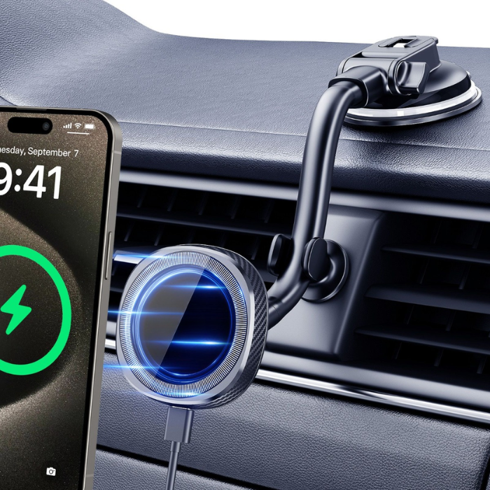 PhoneBits 15W In-Car Wireless Charging Dashboard & Windshield Long Holder