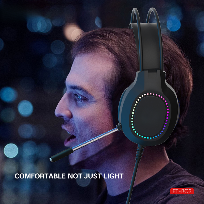 PhoneBits Gaming Headsets and Headphones Mic and RGB Light PC Headset Gamer with Stereo Surround Sound Over-Ear Headphones