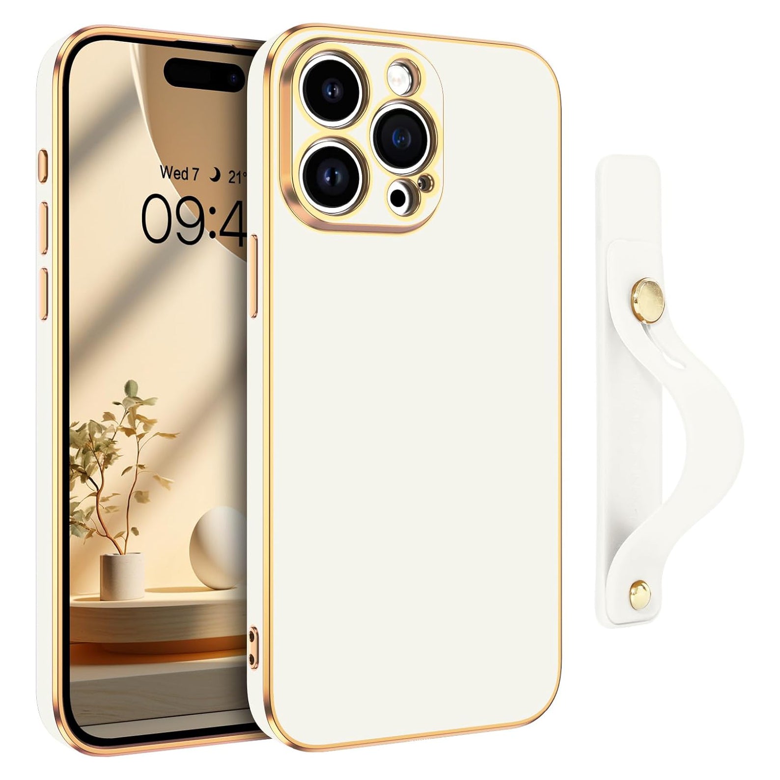 PhoneBits Luxury Soft Silicone Magnetic iPhone Case with Holder & Camera Lens Protection, Protective Shockproof iPhone Case with Wristband Stand Compatible with Wireless Charging, Magnetic Mobile Phone Holder Case, Back Phone Case Cover