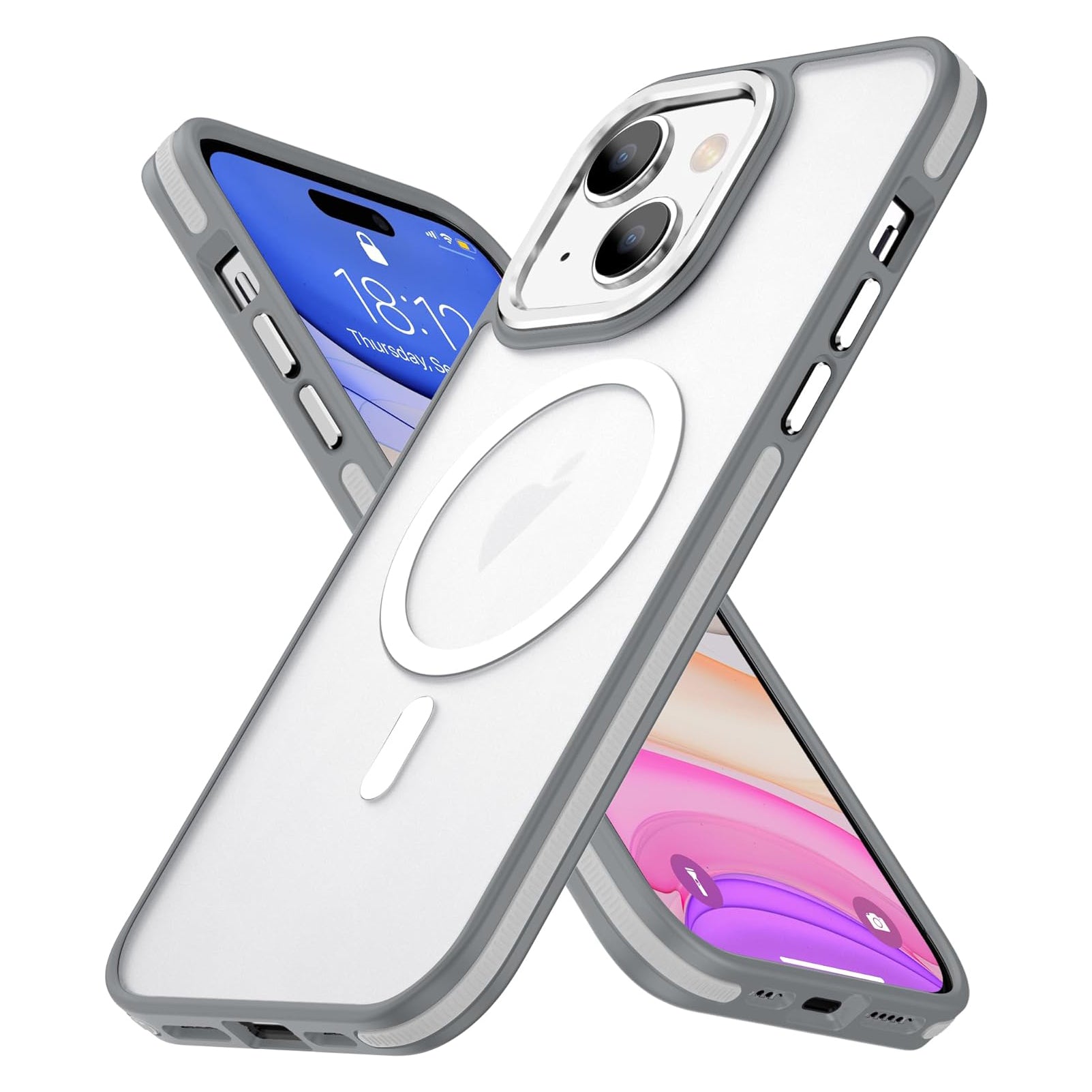 PhoneBits Slim Translucent Matte MagSafe Case with Metal Lens Frame and Buttons for iPhone, Shockproof iPhone Case Compatible with MagSafe Chargers, Protective Magnetic Wireless Charging Mobile Phone Back Case Cover