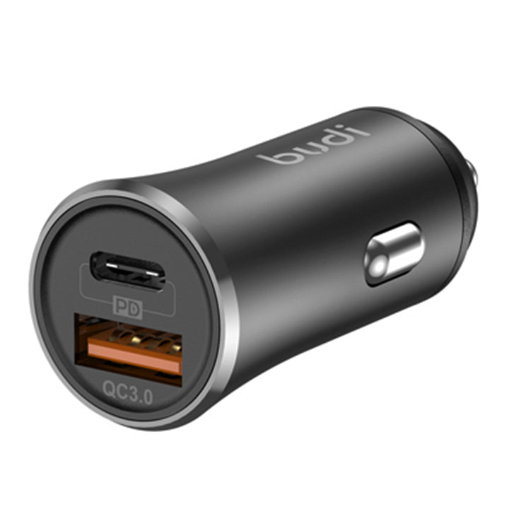 Budi Dual USB Car Charger, QC 3.0 USB-A & PD USB-C Ports In Car Charger Socket, Fast Charging Car Phone Charger, Power Car Charger Adapter for Cigarette Lighter Socket