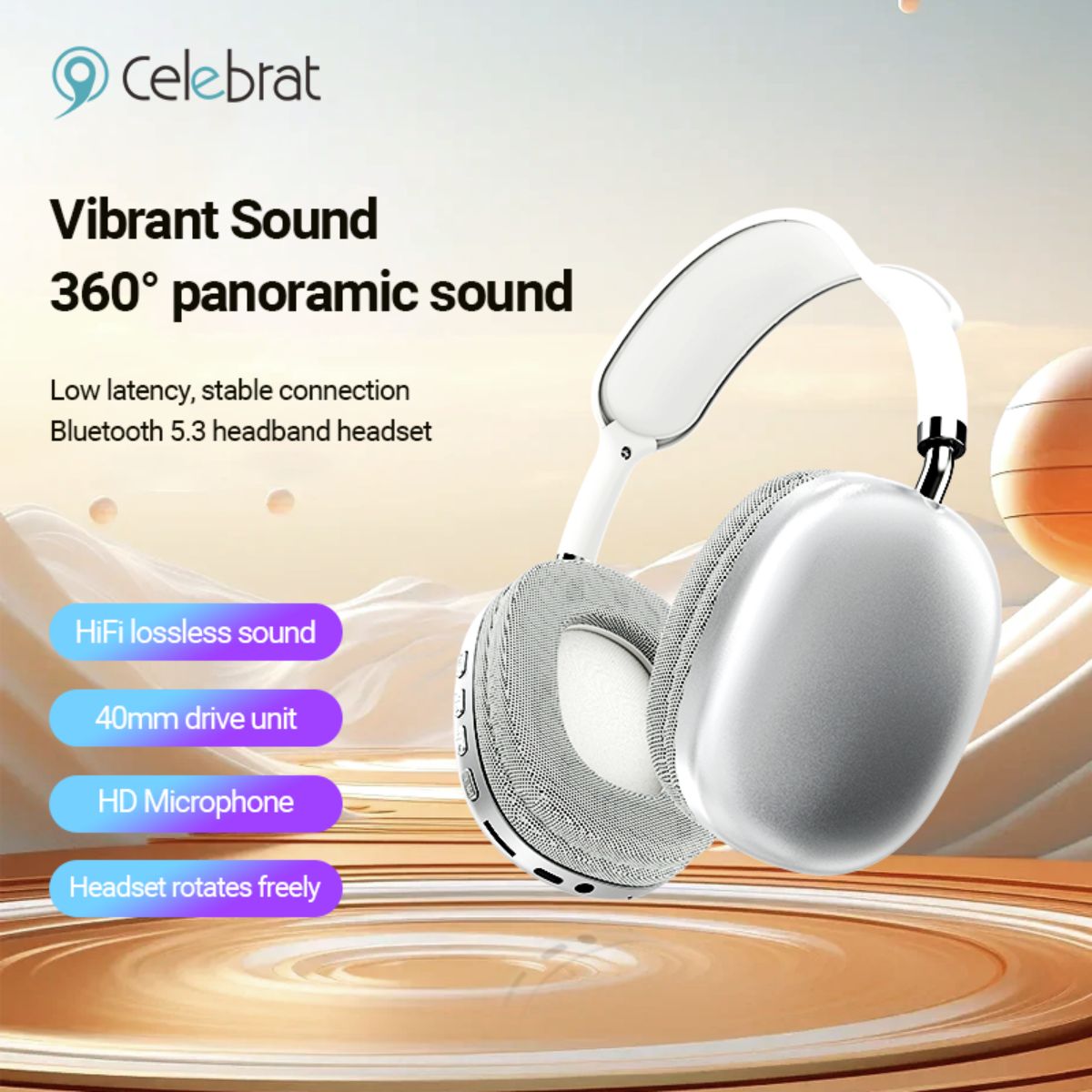 Multi-Functional Wireless Gaming Heavy Bass Over-Ear Bluetooth Headset