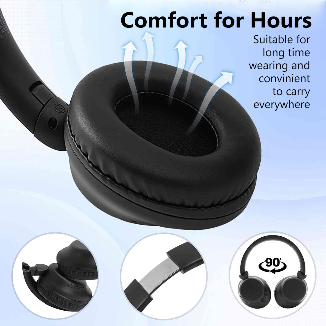 PhoneBits Smart High-Quality Wireless Bluetooth Heavy-Bass Foldable Over-Ear Headset