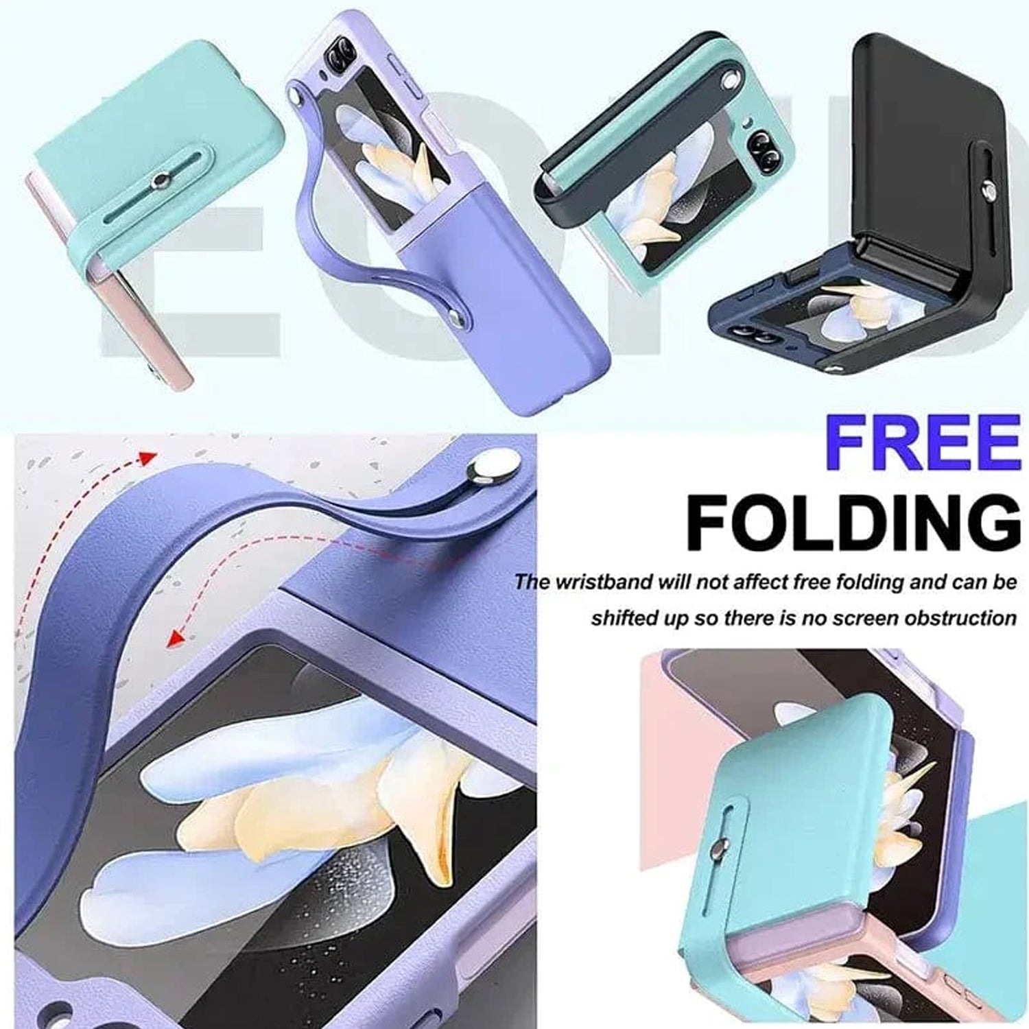 Hard PC Back Cover with Kickstand Strap, Protective Phone Case for Samsung
