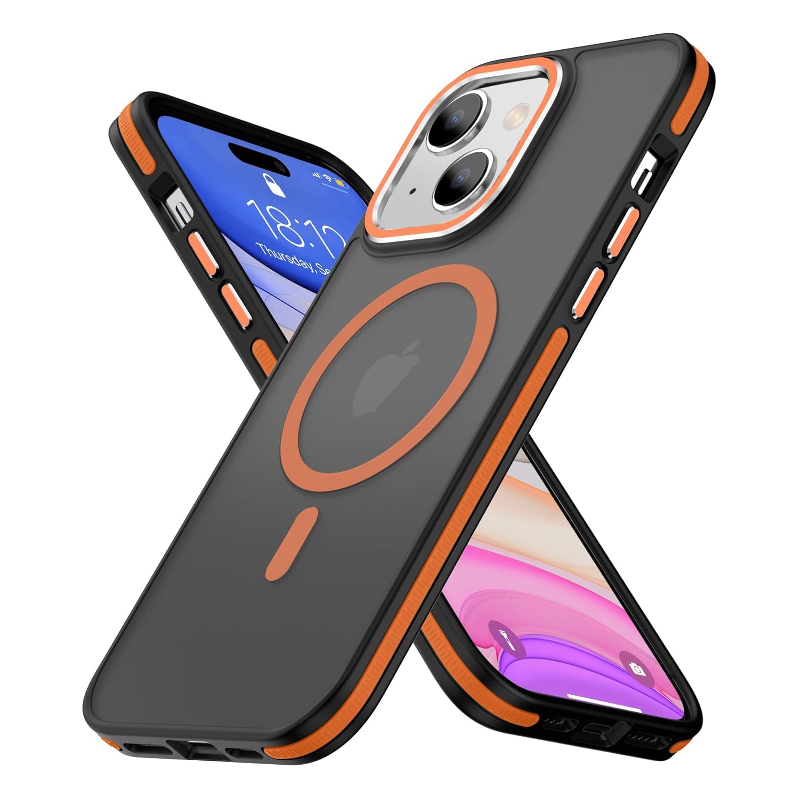 PhoneBits Slim Translucent Matte MagSafe Case with Metal Lens Frame and Buttons for iPhone, Shockproof iPhone Case Compatible with MagSafe Chargers, Protective Magnetic Wireless Charging Mobile Phone Back Case Cover