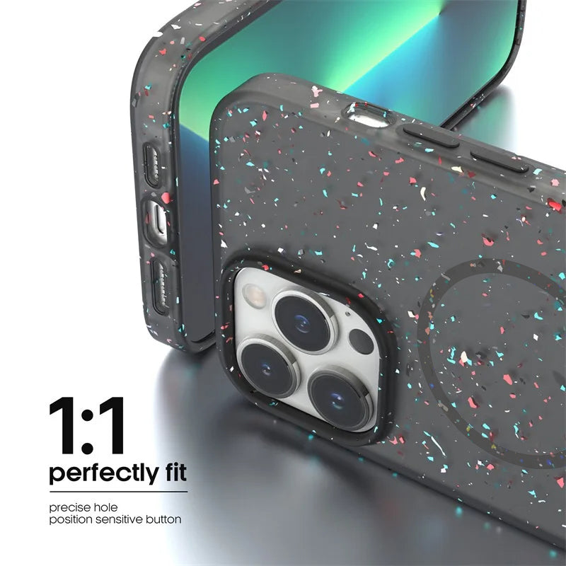 PhoneBits Glittery Silicone MagSafe Case for iPhone, Ultra-Protective Shockproof iPhone Case Compatible with MagSafe Chargers, Magnetic Wireless Charging Mobile Phone Back Case Cover