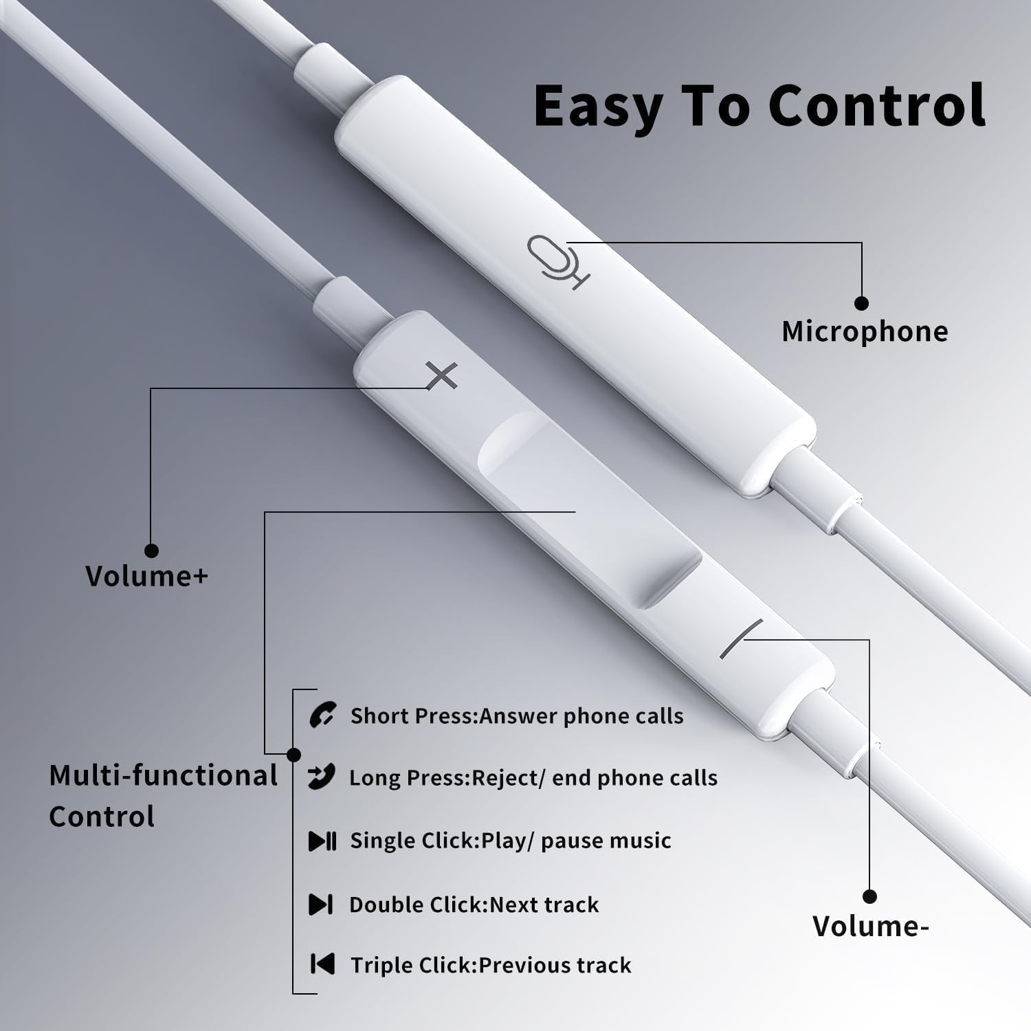 PhoneBits Latest Wired Earphones, In Ear Noise Cancelling Earphones with Mic, Wired Earphones for iPhone