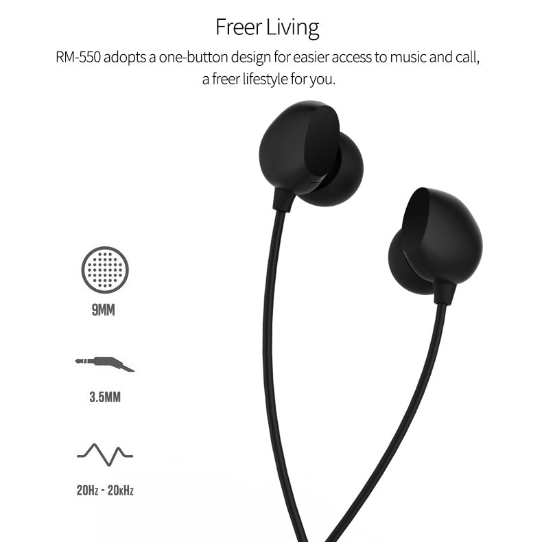 Remax Wired Handsfree, Remote Music Call Wired Earphones, In Ear AUX Wired Earphones with Mic, Heavy Bass Earphones