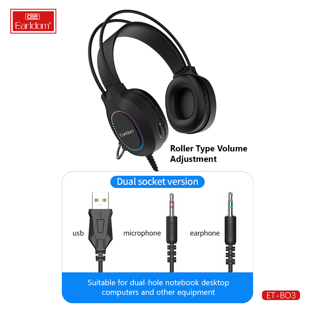 Earldom New Trending Wireless Bluetooth Gaming Wired Over-Ear Headset with Built-In Mic