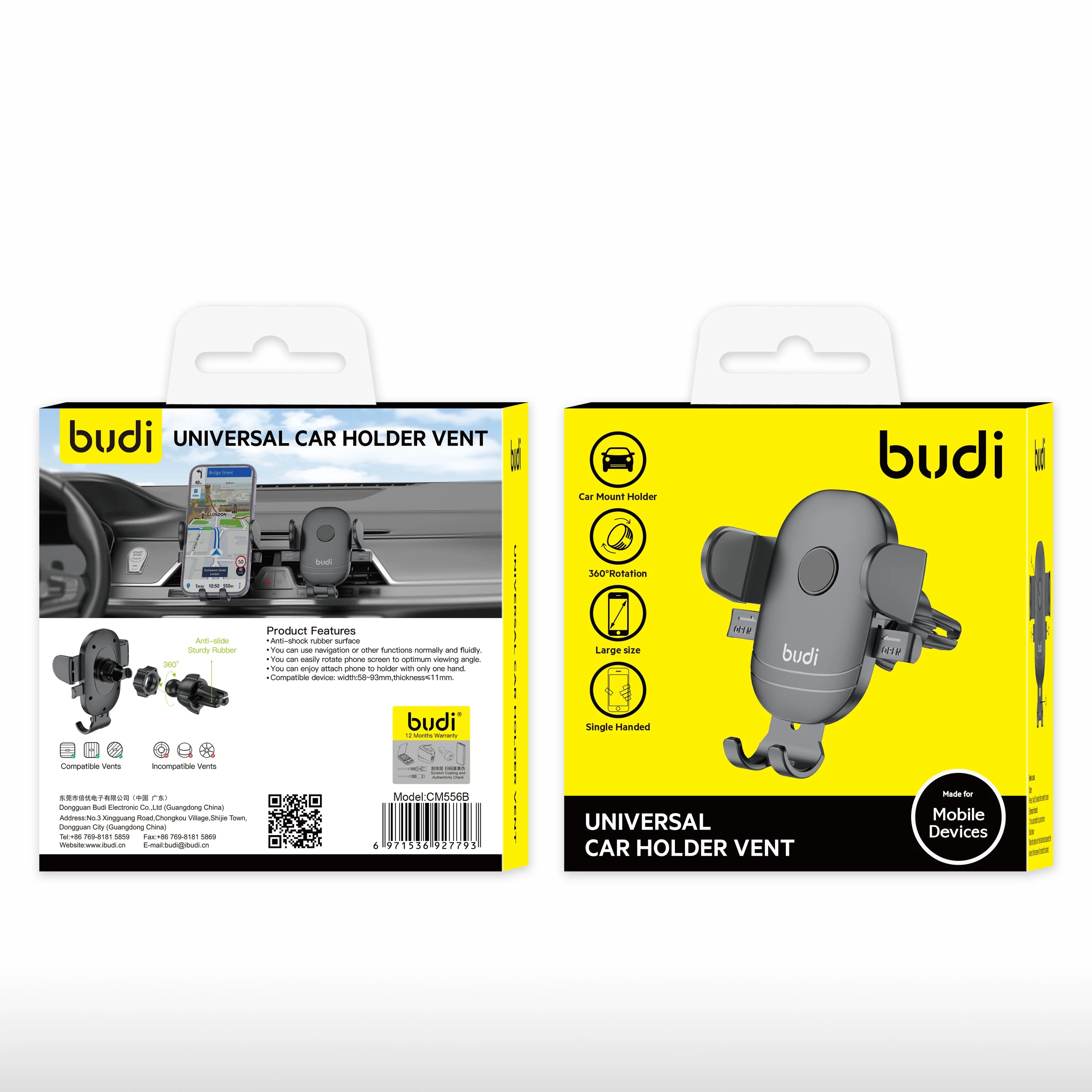 Budi Car Mount Holder and Magnetic Bracket, Universal Car Mount Holder Vent, Air Vent Mount