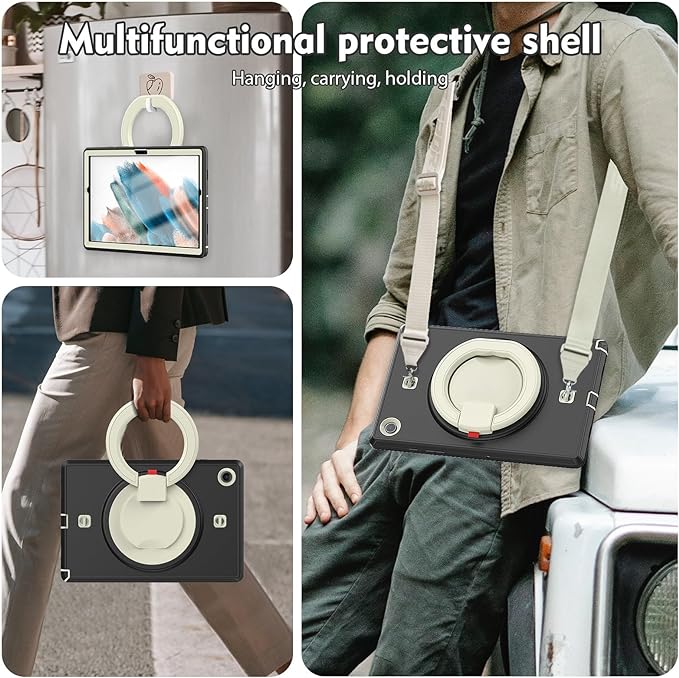 Multifunctional Protective Ring Stand Case with a Hand Strap for Samsung Galaxy Tab A8 10.5"