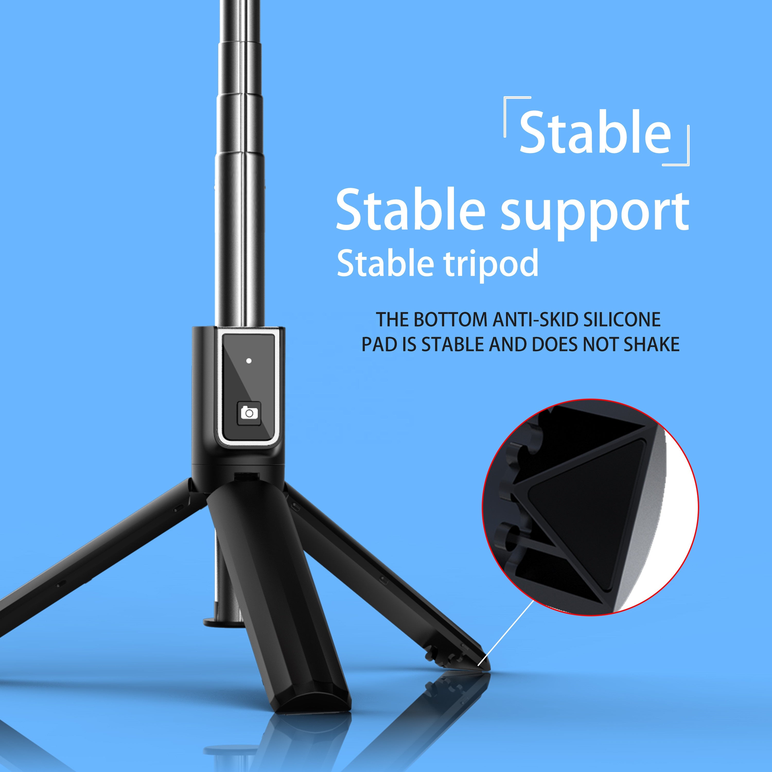 Earldom Multifunctional Wireless Selfie Stick, Foldable Mini Bluetooth Tripod Phone Stand/ Selfie Stick with Detachable Wireless Remote Controller for Live Streaming Artifact, Extendable Mini Tripod 360° Rotatable Selfie Stick for iPhone, Samsung & Google