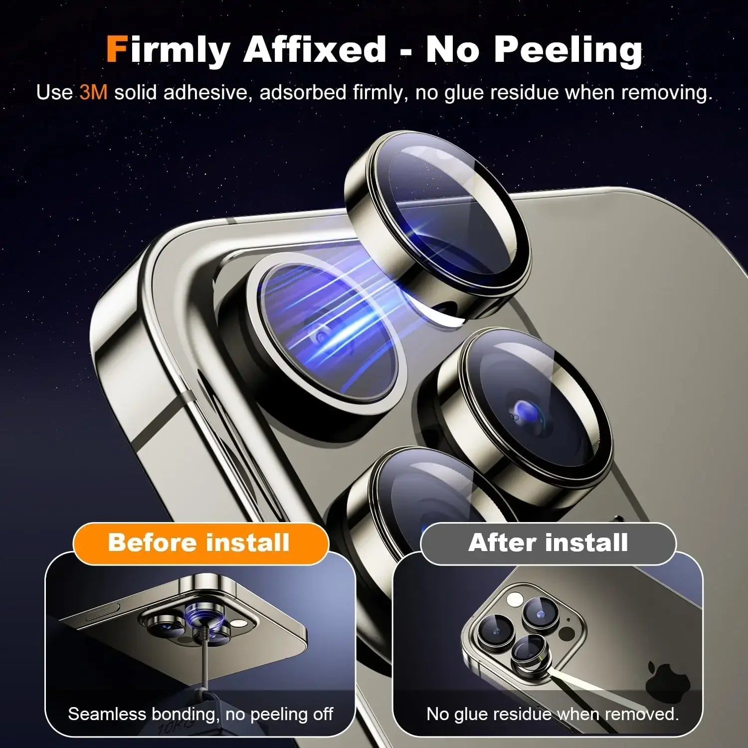 Budi HD Transparency Camera Lens Protector for iPhone, Protective Individual Ring iPhone Camera Lens Glass, Anti Scratch iPhone Camera Lens Protector Cover