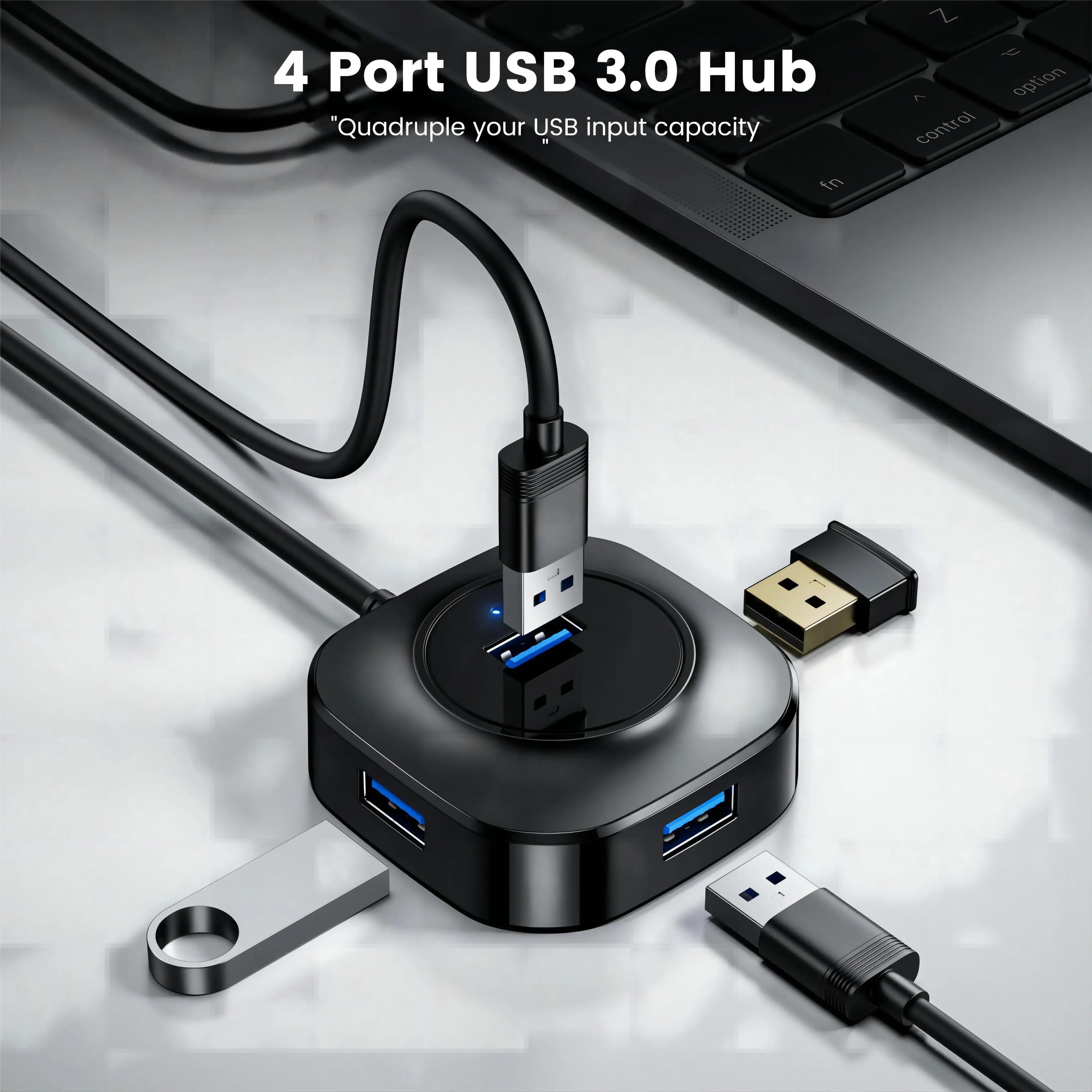 PhoneBits 4 in 1 USB A Hub, USB A Multiport Hub, USB A Hub Multiport Adapter, USB A Hub