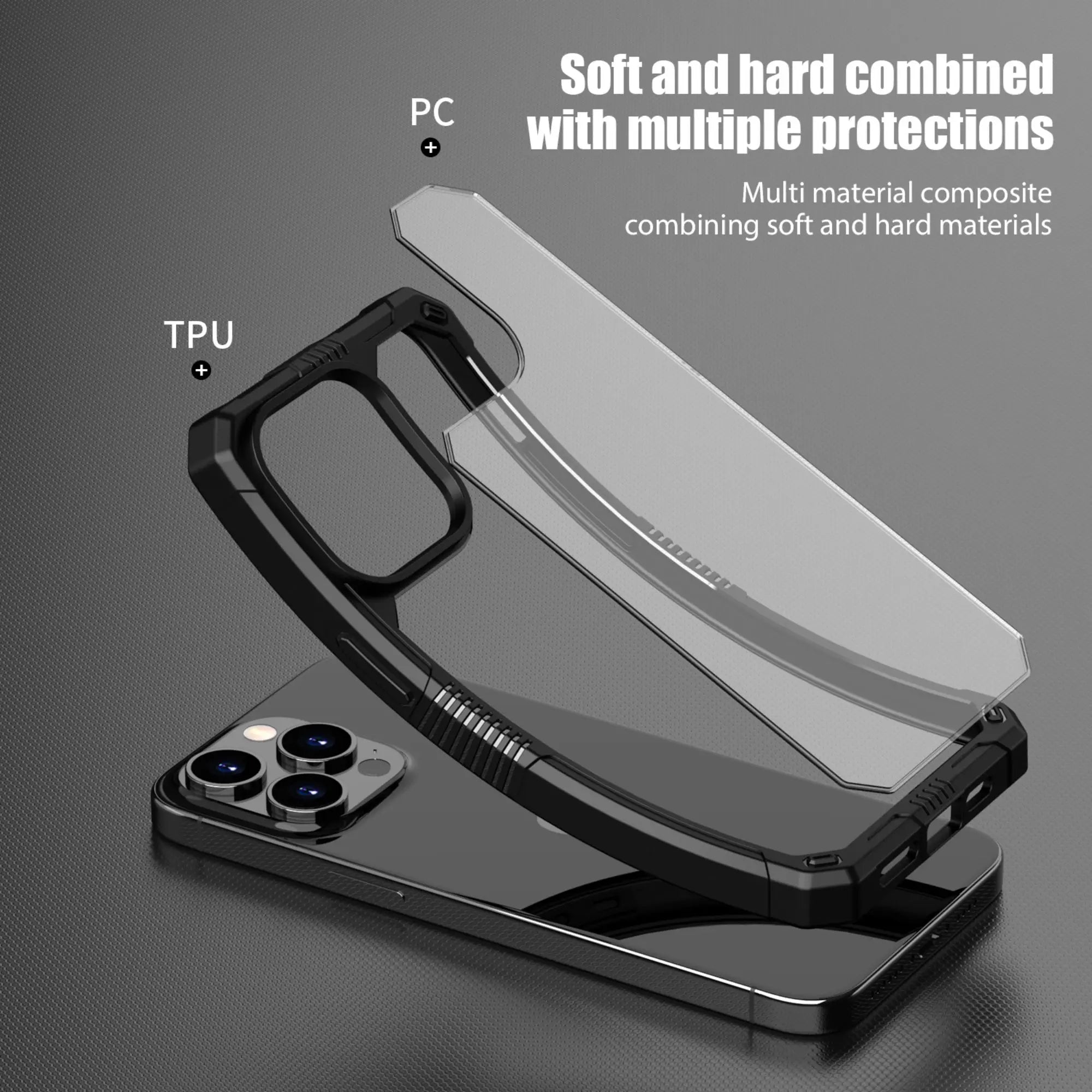 PhoneBits Ultra-Protective Transparent Magnetic Case with Chromed Camera Edge for iPhone, Clear Shockproof iPhone Case Compatible with Wireless Chargers, Magnetic Mobile Phone Case, Back Case Cover