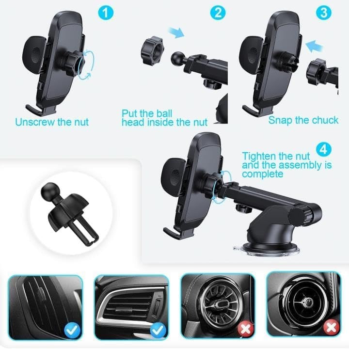 Budi New Magnetic In-Car Wireless Charger and Phone Holder with Dashboard Mount