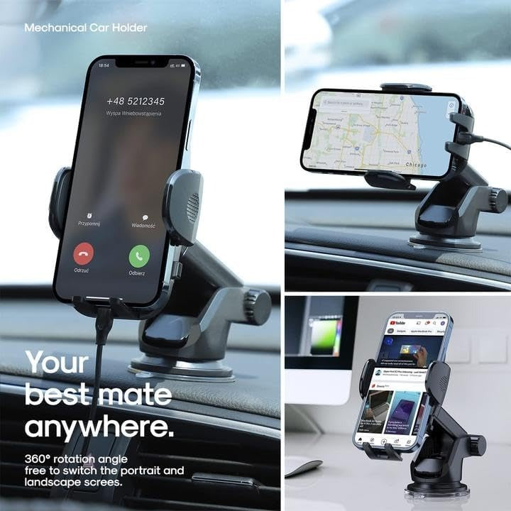 Budi New Magnetic In-Car Wireless Charger and Phone Holder with Dashboard Mount