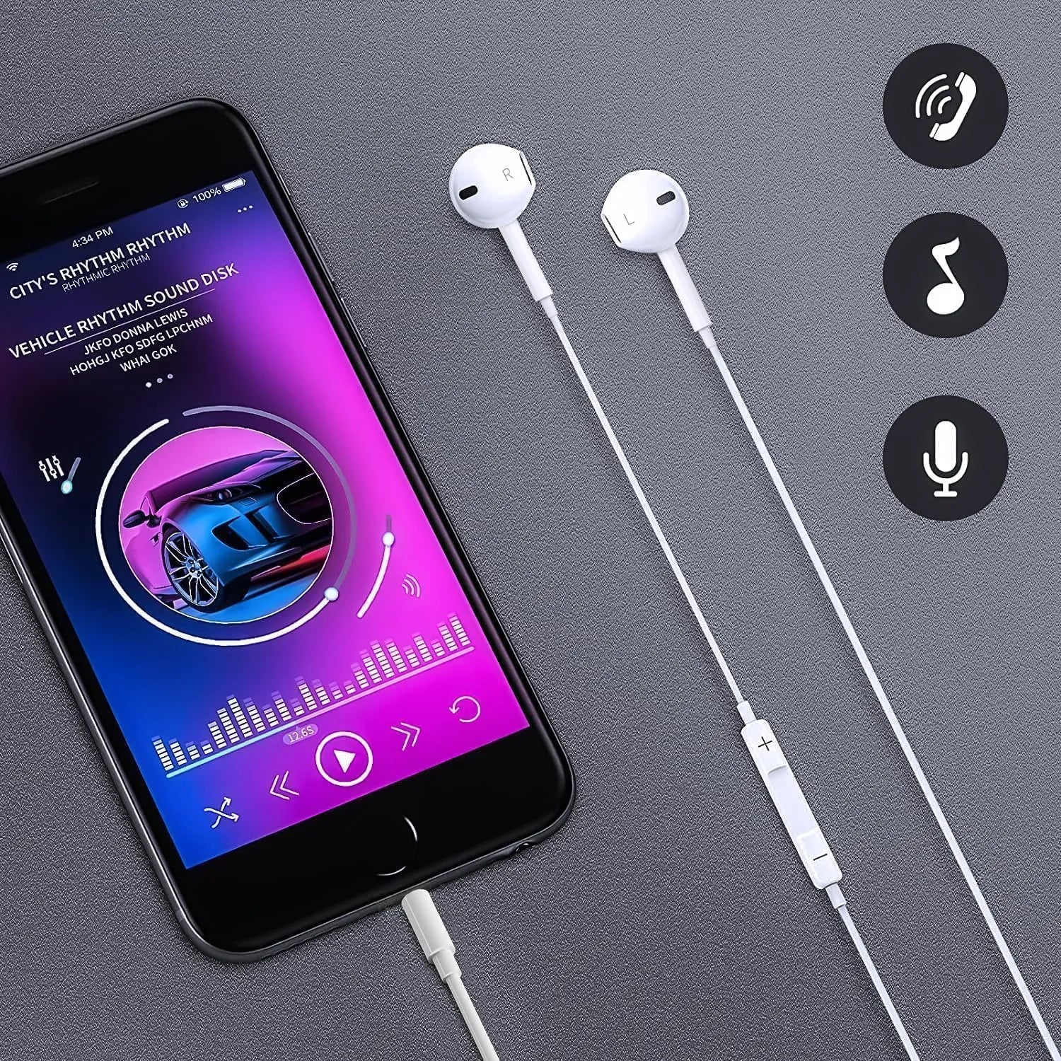 PhoneBits Latest Wired Earphones, In Ear Noise Cancelling Earphones with Mic, Wired Earphones for iPhone