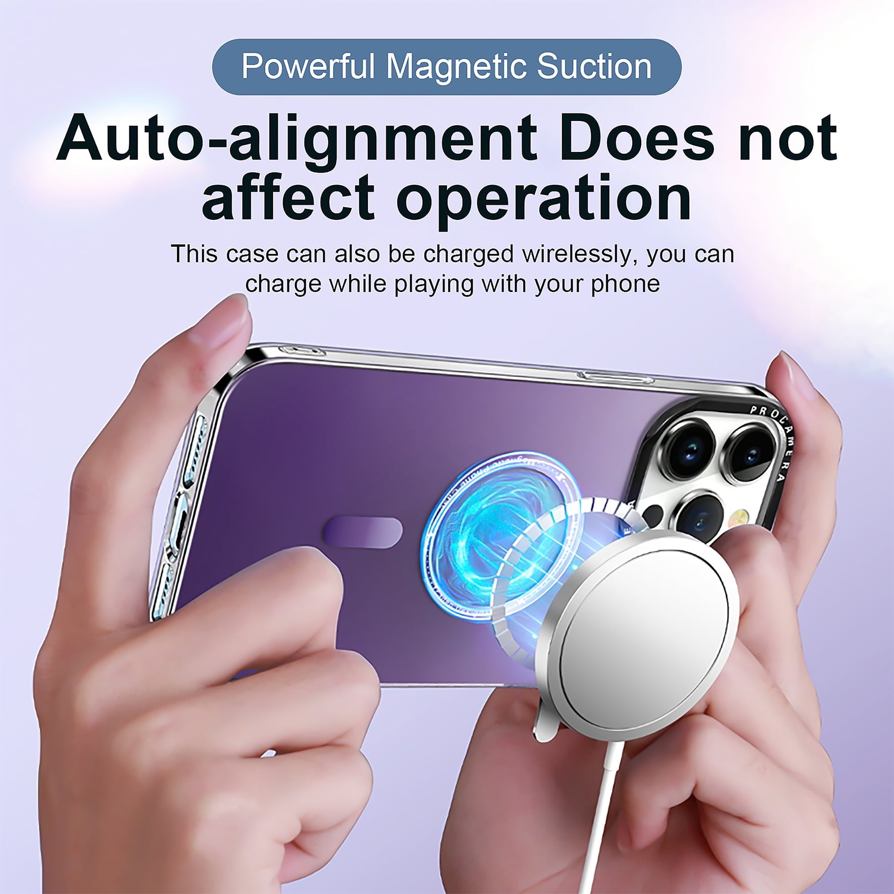 PhoneBits Ultra-Protective Twin-Color Gradient MagSafe Case for iPhone with Chromed Camera Edge, Shockproof iPhone Case Compatible with MagSafe Chargers, Magnetic Wireless Charging Mobile Phone Back Case Cover